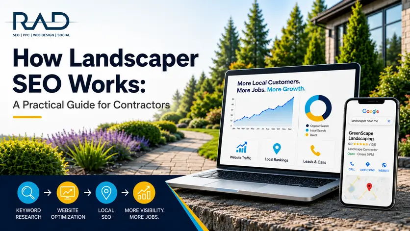 Landscaper SEO guide showing keyword research, local SEO, and website optimization to generate more leads and jobs.