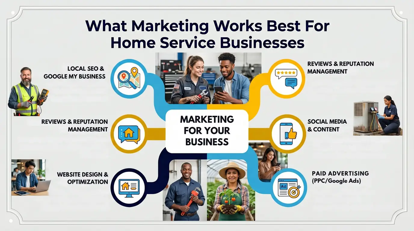 What Marketing Works Best For Home Service Businesses Infographic 6 marketing strategies for home service businesses